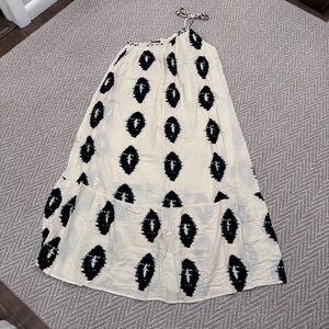 Zara One Shoulder Black and Cream Dress